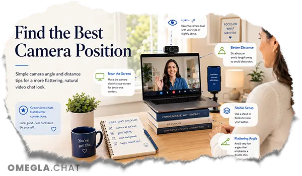 Best camera position tips for video chat with eye level and flattering angle setup